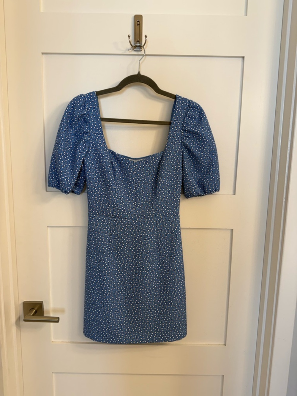 French Connection Blue Mini Dress with white floral print